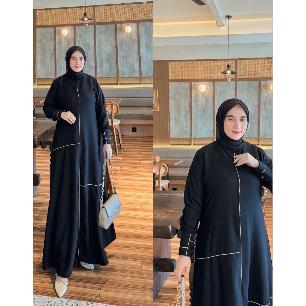 Gamis hitam jumbo/gamis abaya murah/gamis abaya simpel