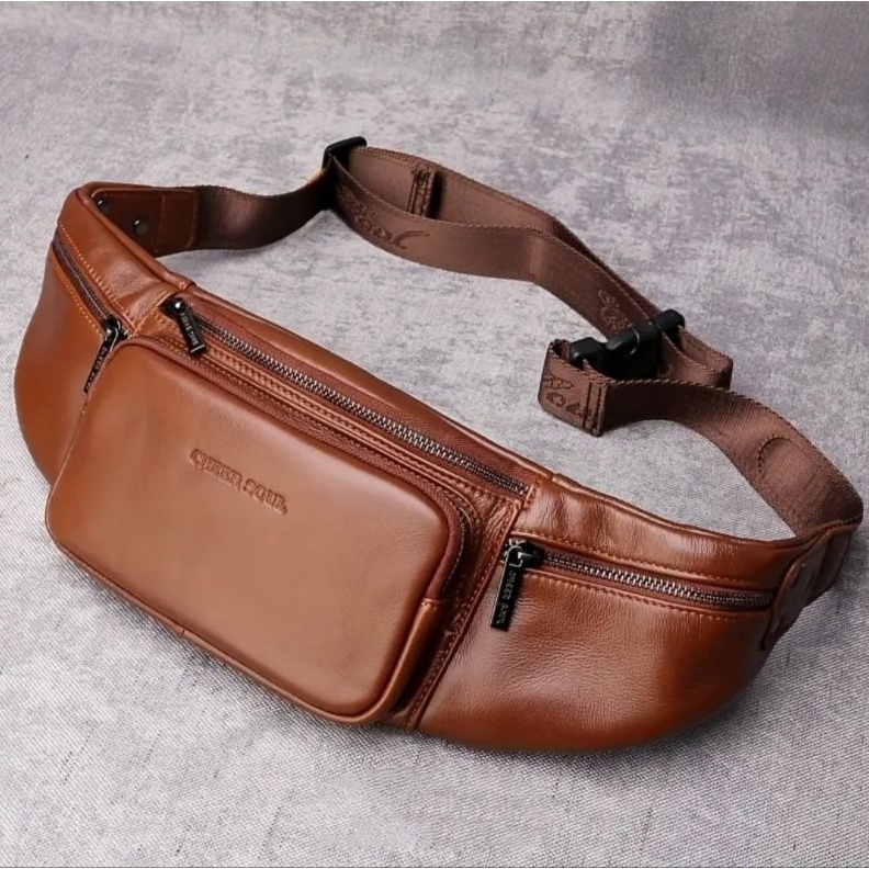 KODE Y47F Tas Pinggang Kulit Asli 724 Waistbag Kulit Sapi Import Pria dan Wanita Tas Pinggang Kulit 