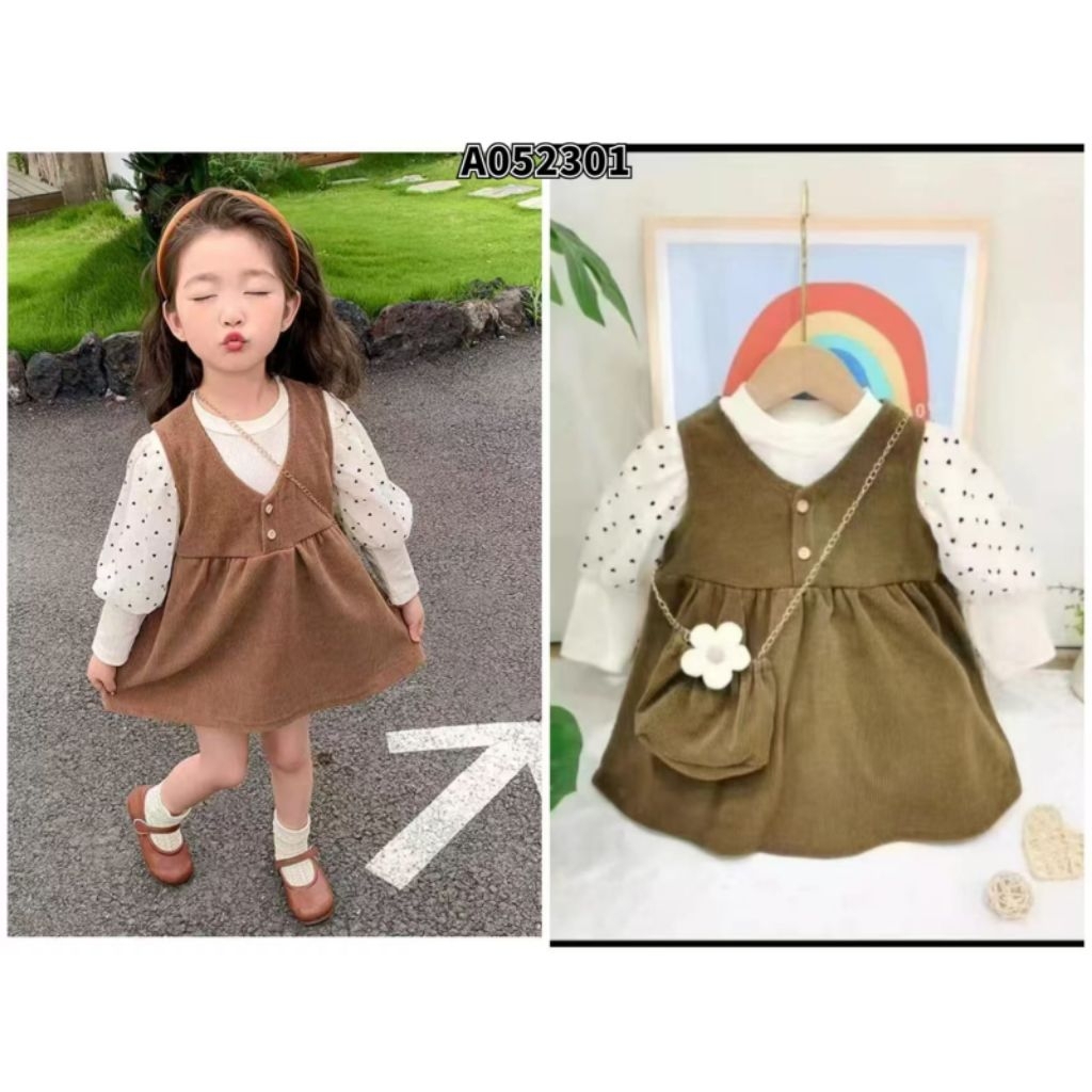 Dress Rajut Anak Lengan Panjang Balon Baju Rajut Anak perempuan