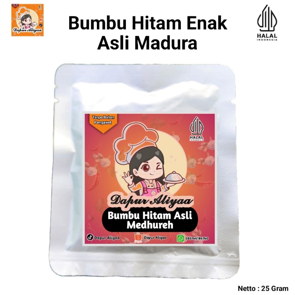 

Bumbu Hitam Bebek Enak Asli Madura kemasan Sachet 25 Gram Dapur Aliyaa