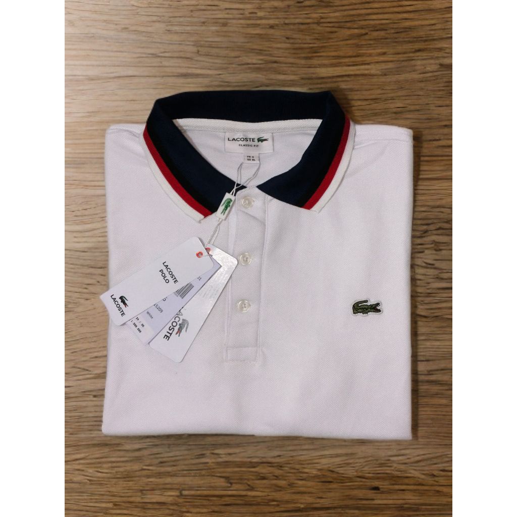 kaos kerah lacoste original putih