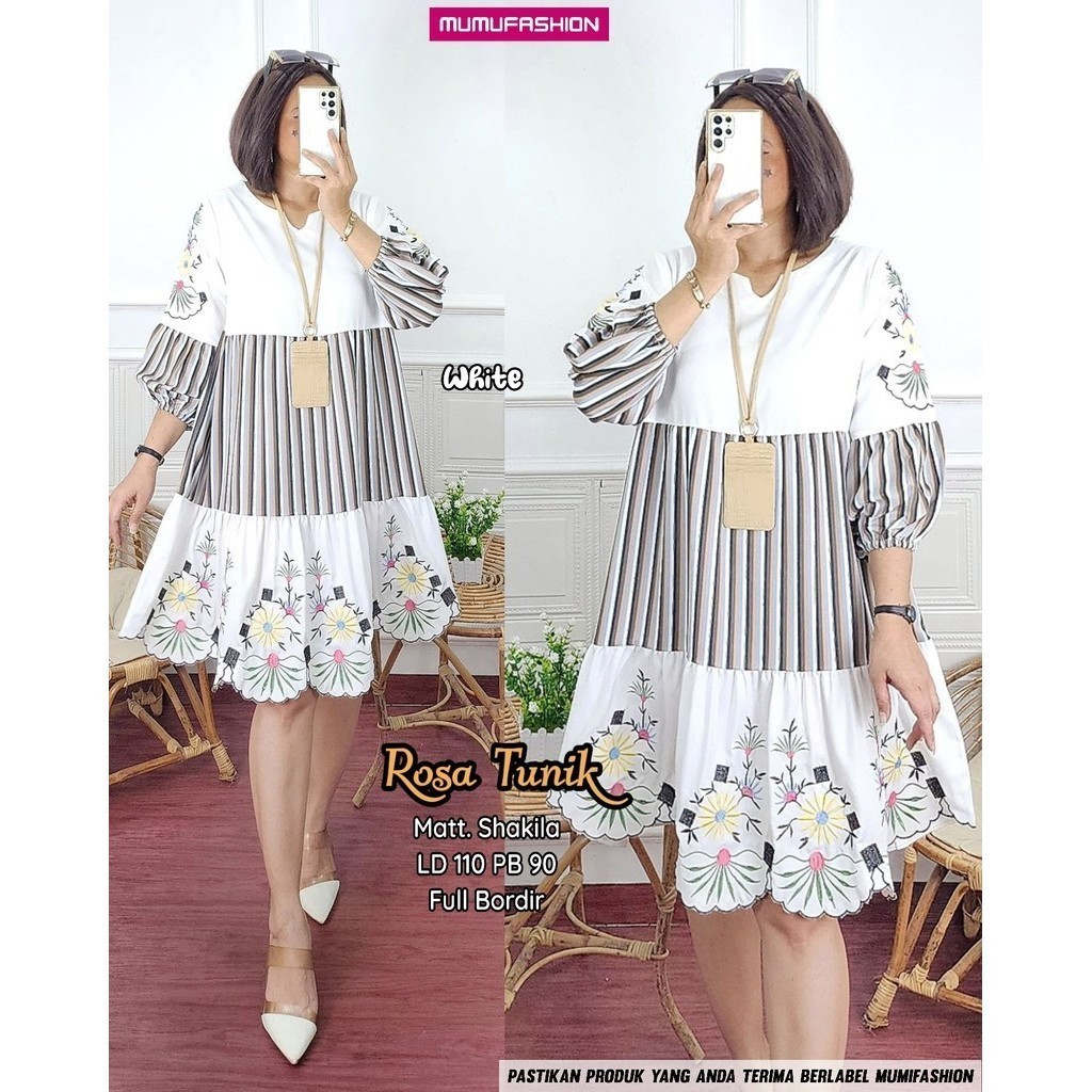 BHL - ROSA TUNIK / Atasan Katun Jumbo Premium Bordir Bunga Asli Terbaru Kekinian Viral Berlin Tunik 