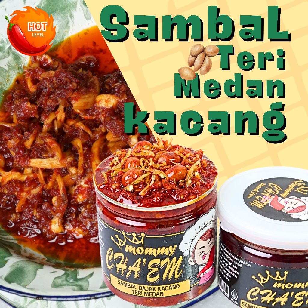 

Sambel Teri Medan Kacang Original Sambal Bajak Merah Pedas Cabai Cabe Original Halal Praktis / Berat 130gram / Sambel Mommy Cha'em