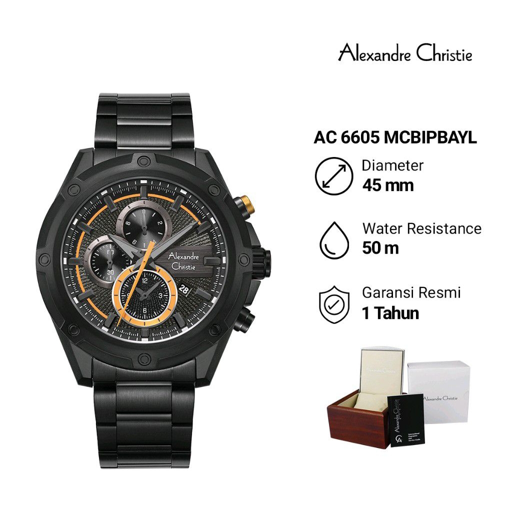 Alexander Christie AC 6605 MCBIPBAYL Jam Tangan Pria Analog Crono Aktif Stainless Steel Original