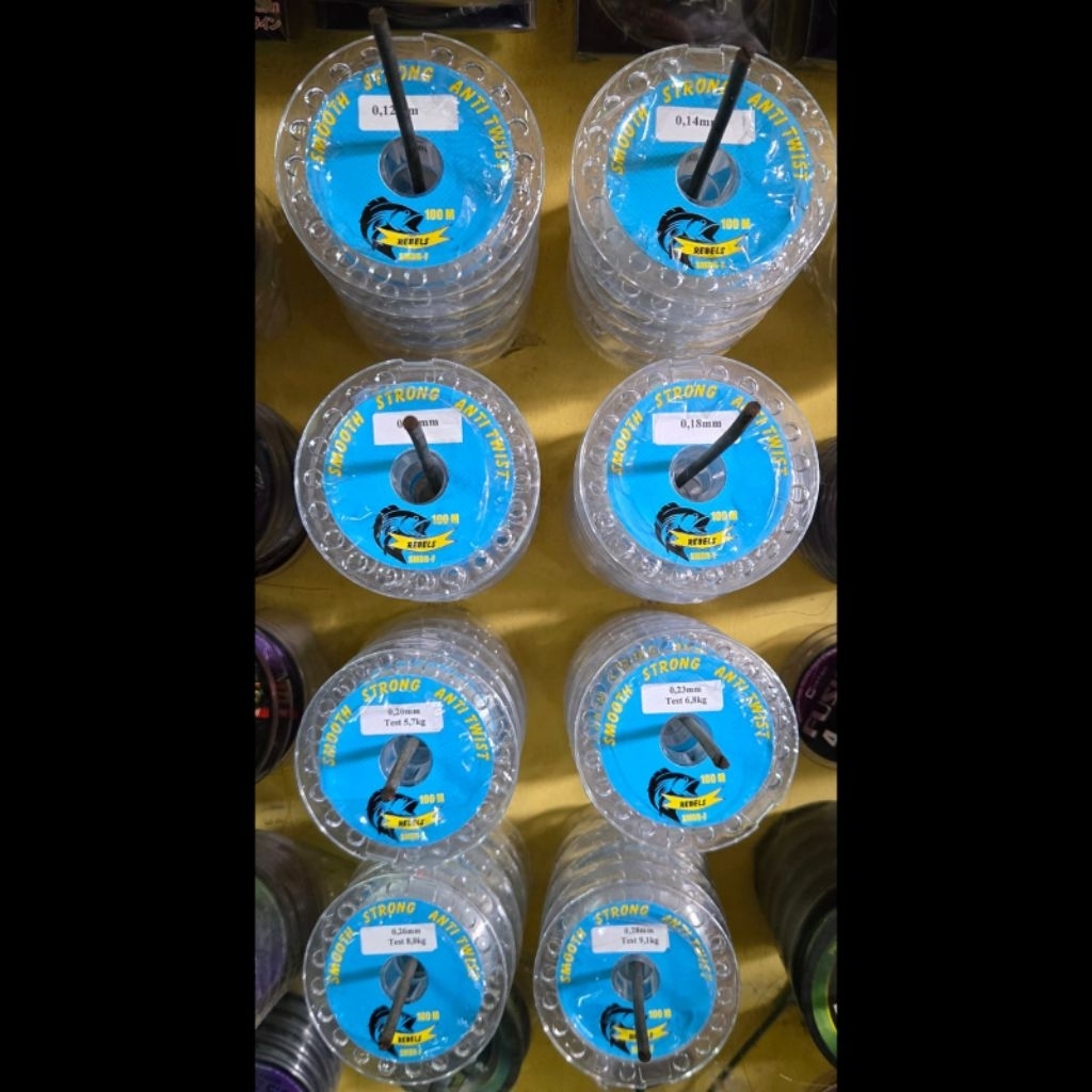 Nilon pancing merk REBELS bagus,kuat,anti keriting 100M/senar pancing/nilon pancing 100M