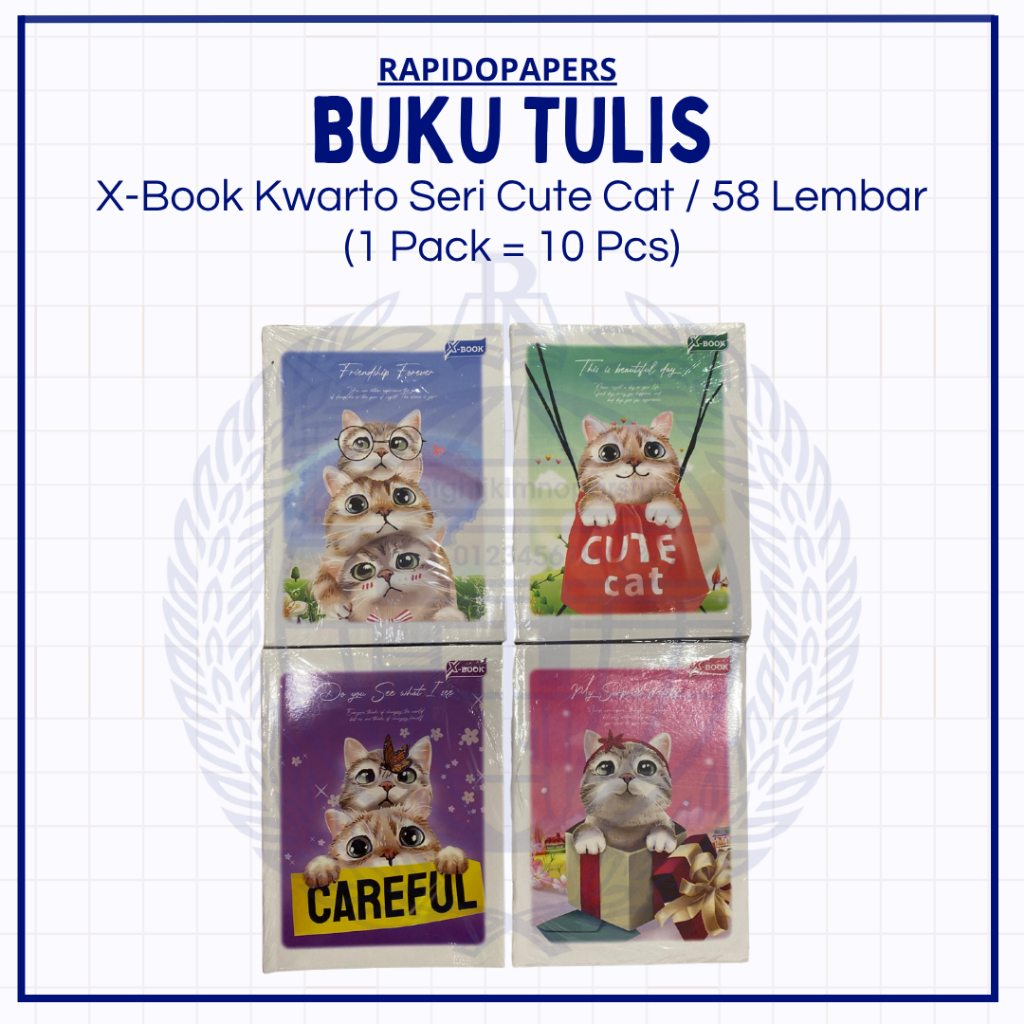

Buku Tulis Cute Cat [X-BOOK, 1 Pack isi 10 Buku, 58 Lembar] Alat tulis Kantor / ATK / Buku Tulis Murah