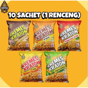 

10 Sachet) Kremes Kraton Sachet 16g - 1 Renceng Original, Pedas Daun Jeruk, Keju, Jagung Bakar