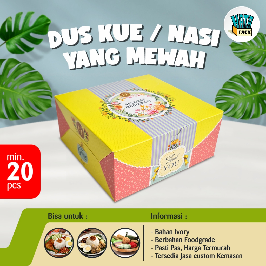Dus Nasi Kotak Gretel Prime 18 x 18 cm / Box Nasi dan Kue Gretel Prime 18 x 18 cm Palembang