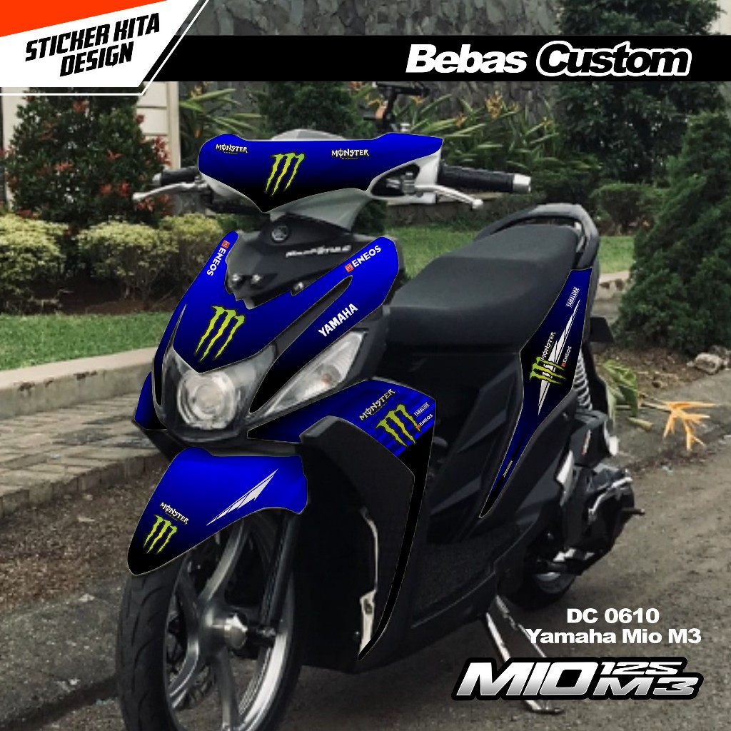 DC 0610 Sticker Decal Fullbody Motor Yamaha MIO M3 Desain Simpel Monster Grafis Bebas Custom