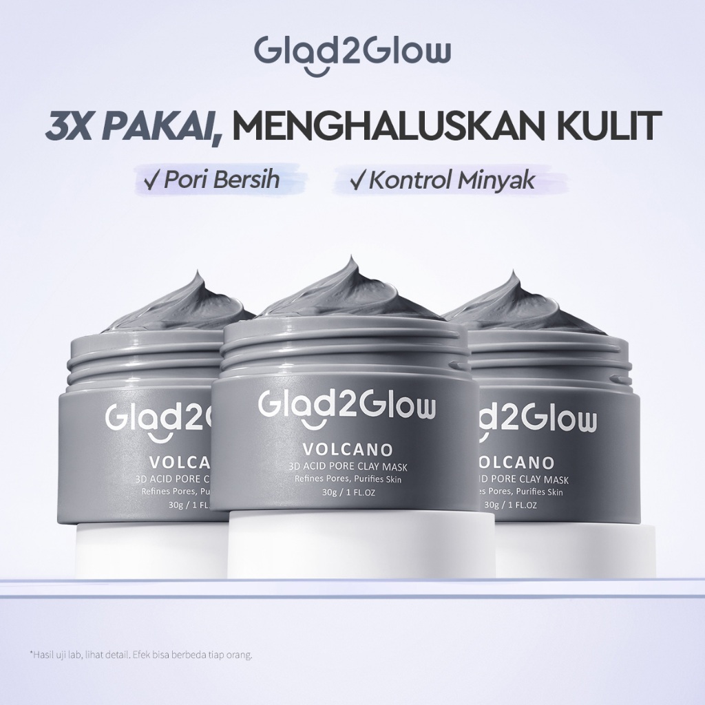 Glad2Glow Volcano 3D Acid Pore Clay Mask Masker Wajah Masker Glad2Glow Masker Komedo Dan Pori Pori W