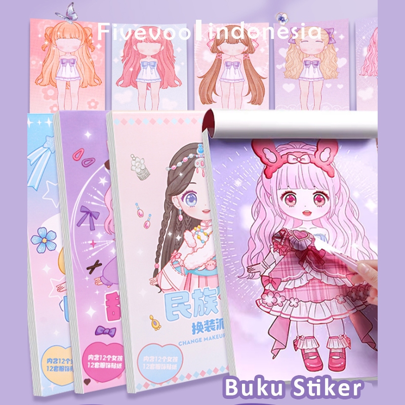 

FIVEVOO Buku Stiker Dress Up Vintage / Stiker DIY / Buku Stiker Dress Up Vintage/ Buku Stiker Bermain