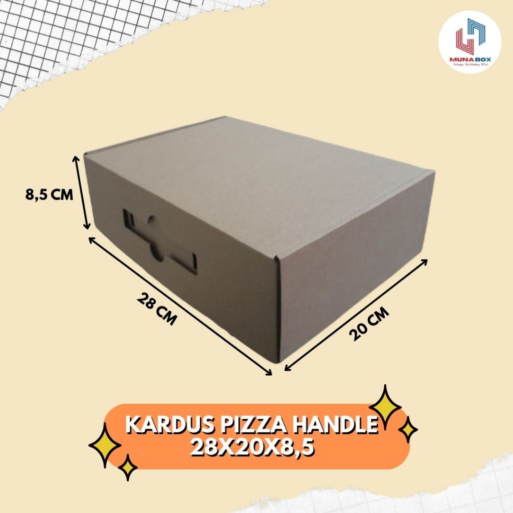 

Kardus Box Pizza Handle 28x20x8,5 Kardus Kemasan Pizza Die Cut