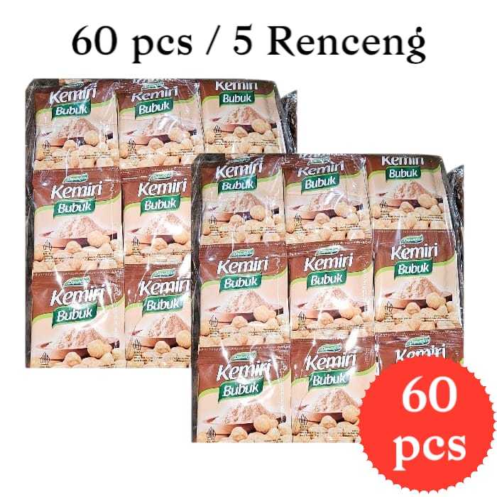

Paket Hemat 5 Renceng isi 60 Pcs Kemiri Bubuk Bumbu Dapur Serbaguna