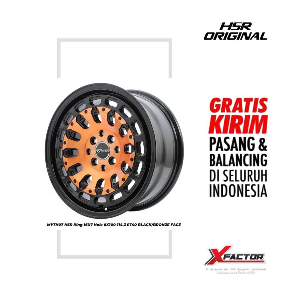 VELG MOBIL HSR R16 HSR MYTH07 R16X7 H8X100-114,3 ET40 BK/BRZ
