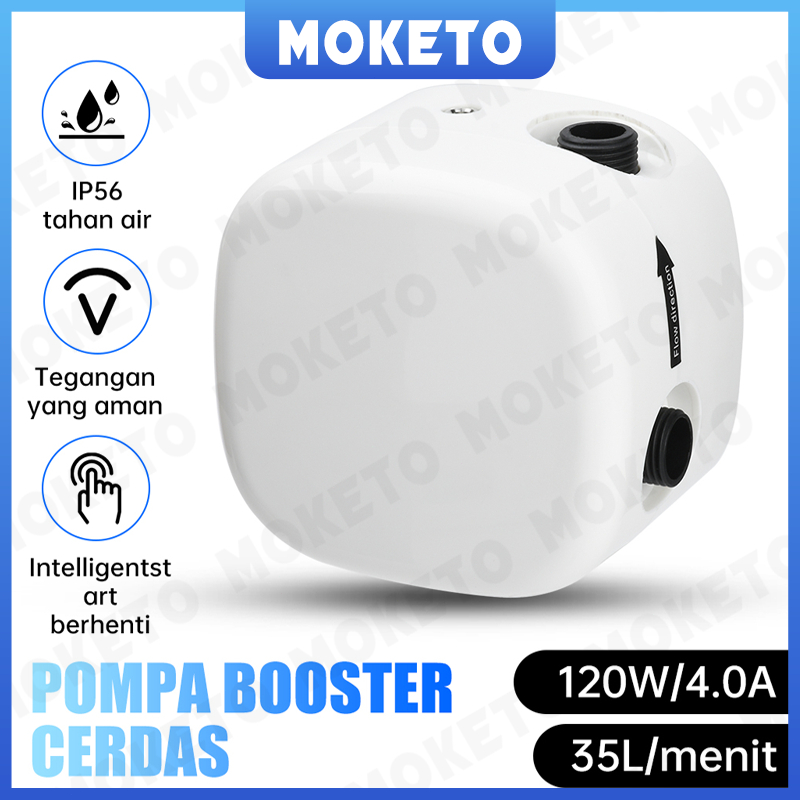 Pompa Booster Pendorong Air Otomatis 120Watt, Mesin Pendorong Air Shower 35L/min untuk Water Heater
