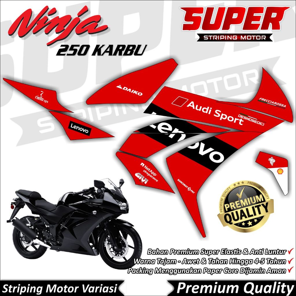 Stiker Ninja 250 Karbu Anti Luntur keren Striping Ninja 250 Karbu Striping Kawasaki Ninja 250 Karbu 
