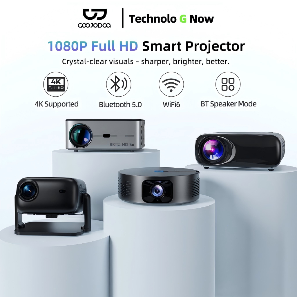 GOOJODOQ Wifi 4k Proyektor Full HD 1080p 15500 LM Suporta Android Sincronizando a Tela do Smartphone