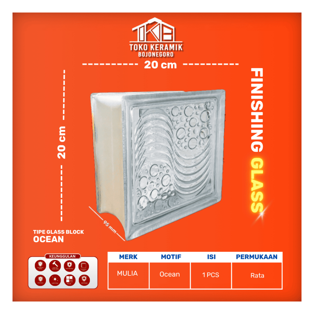 Glass Block Mulia 20x20 cm OCEAN