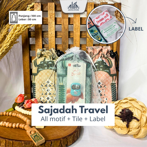 Sajadah Travel Free Label + tile Satin Premium |Sajadah tahlilan 40 hari Sajadah Custom Nama Tahlila