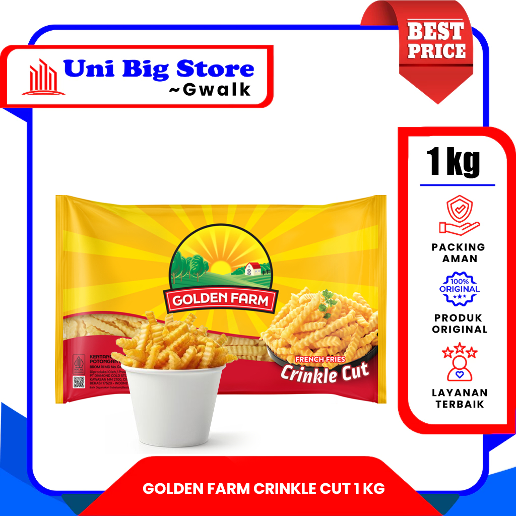 

GOLDEN FARM FRENCH FRIES CRINKLE CUT KENTANG GORENG BERGERIGI - 1 kg