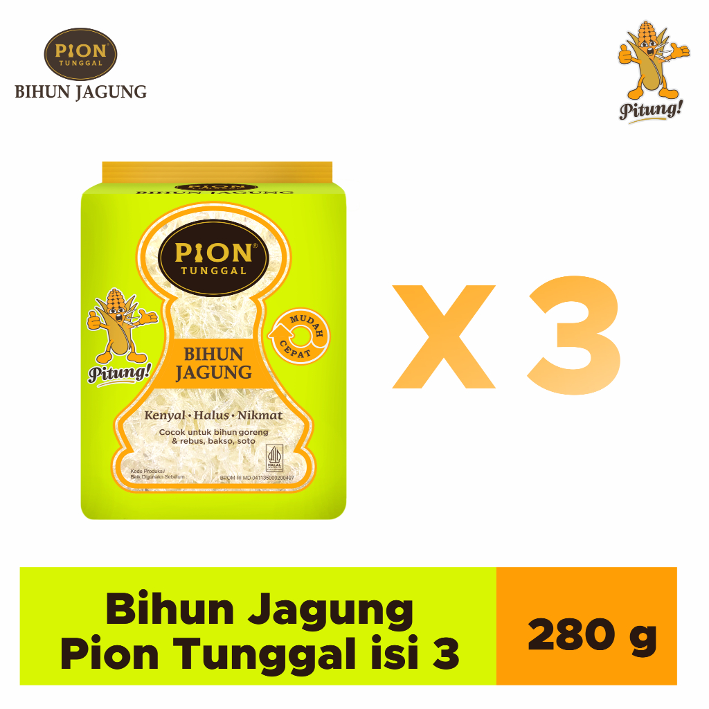 

BIHUN JAGUNG PION TUNGGAL HIJAU ISI 3 280 GRAM