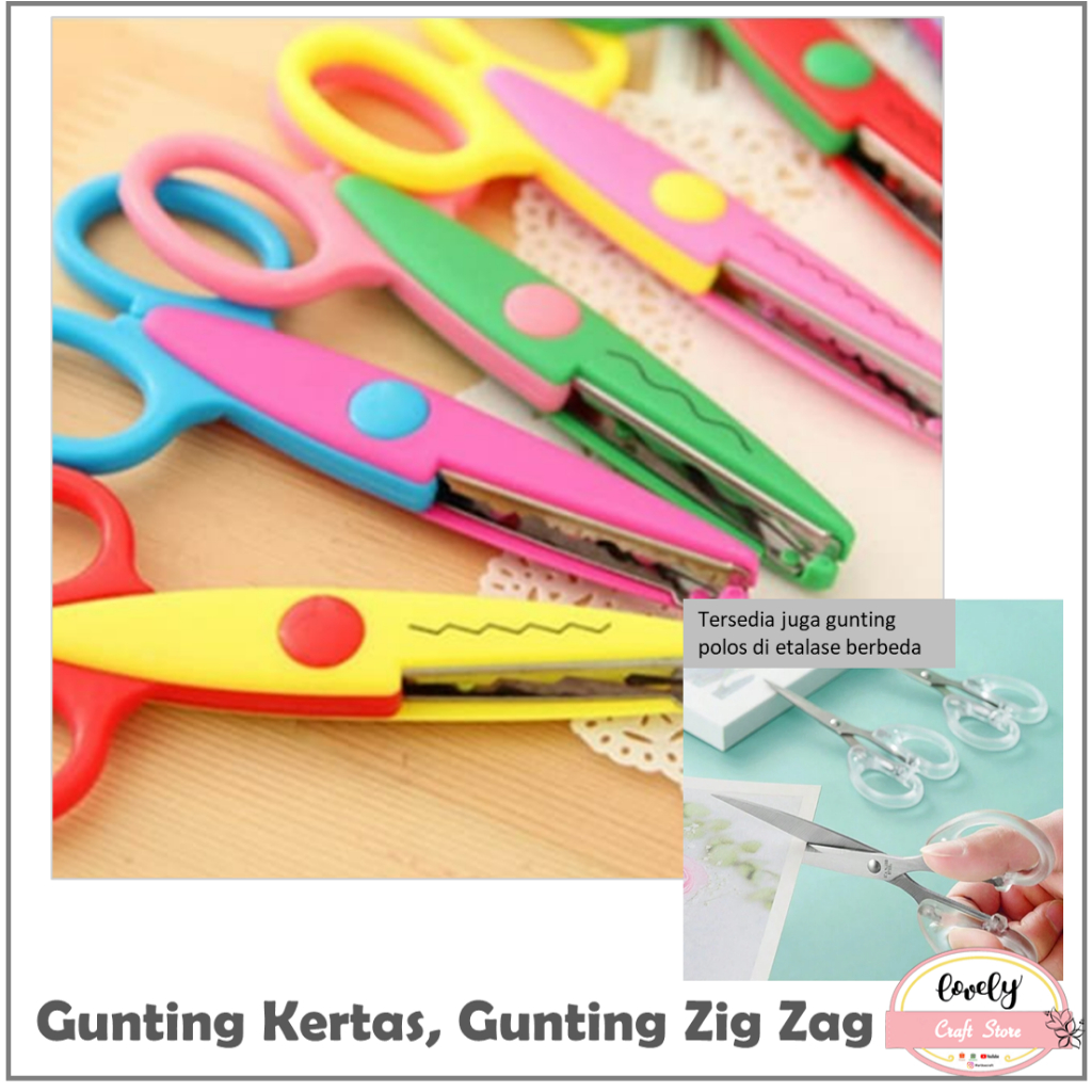 

LovelyCraftStore | [BELI BANYAK LEBIH MURAH] 1pc Gunting Zigzag untuk craft, sekolah, diy, kids Gunting kertas bergelombang, paper scissor
