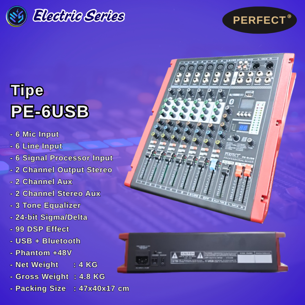 Professional Mixer Audio Perfect PE-6USB - Mixer 6 Channel