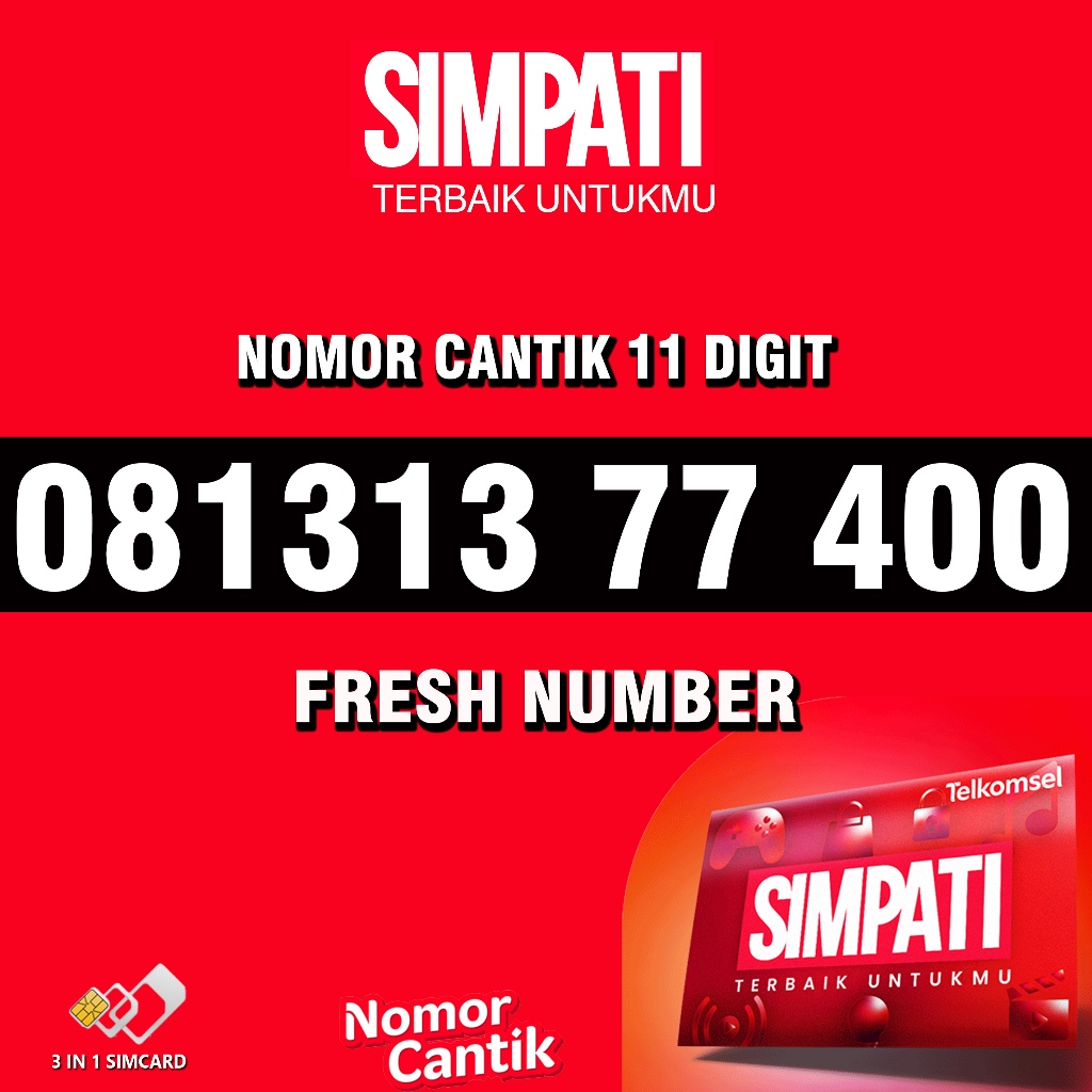 Kartu Perdana SIMPATI Nomor Cantik Simpati 081313 77 400 Nomer Cantik Telkomsel 11 DIGIT 1313