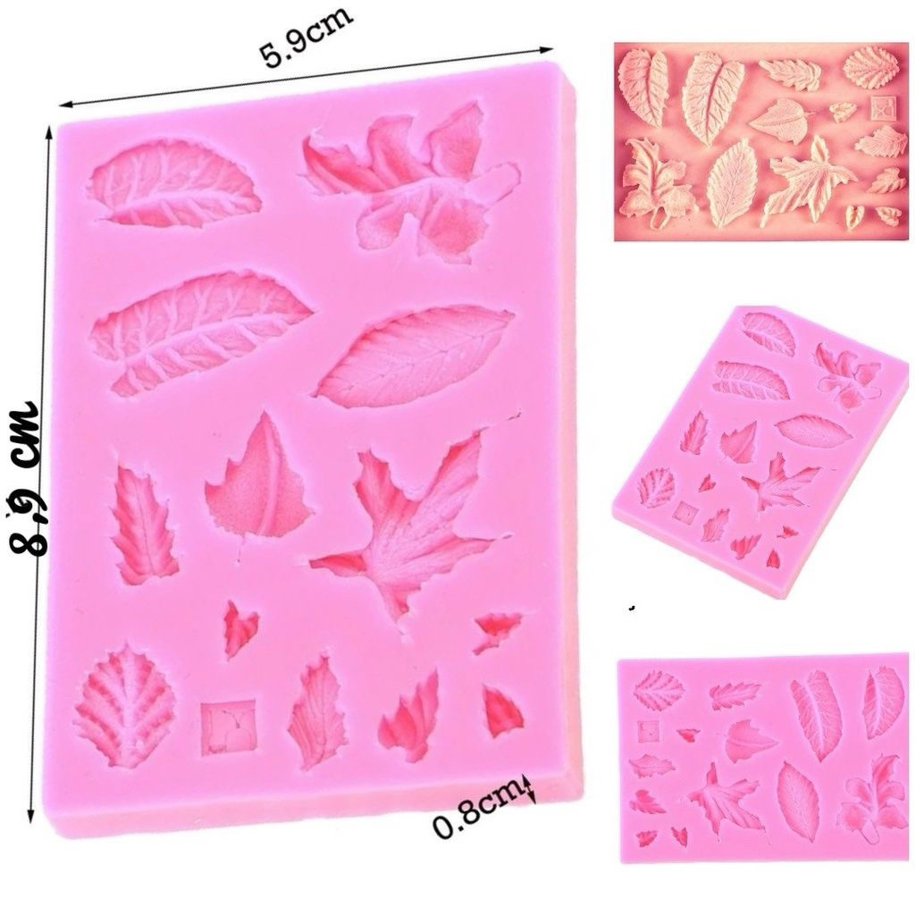 cetakan silikon daun mix design dan ukuran  maple  fondant gumpaste resin mold mould leaf dedaunan h