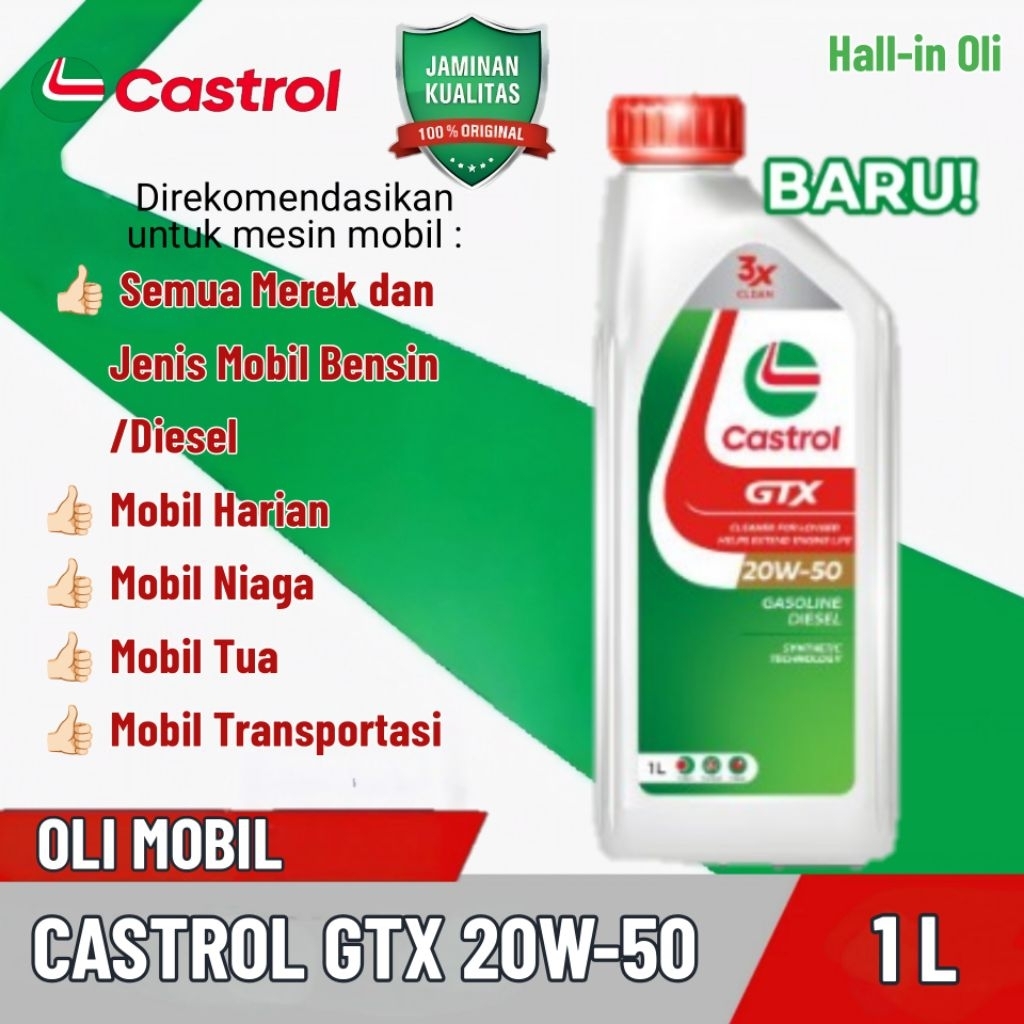 Oli mesin mobil bensin terbaru Castrol GTX 20W-50 isi (1 L) Oli mobil harian, mobil bisnis, mobil tr