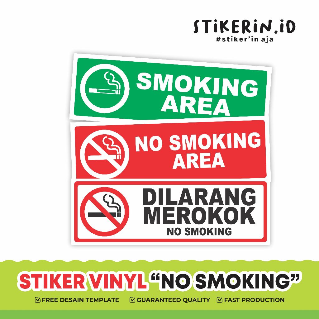 

Stiker No Smoking Stiker Dilarang merokok bahan bagus Vinyl Glossy Anti Air