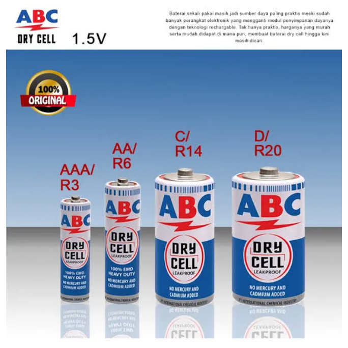 (2PCS) Baterai ABC R20 Biru Besar Type D / Batrai ABC R20 Besar / Baterai ABC Type D Biru Murah