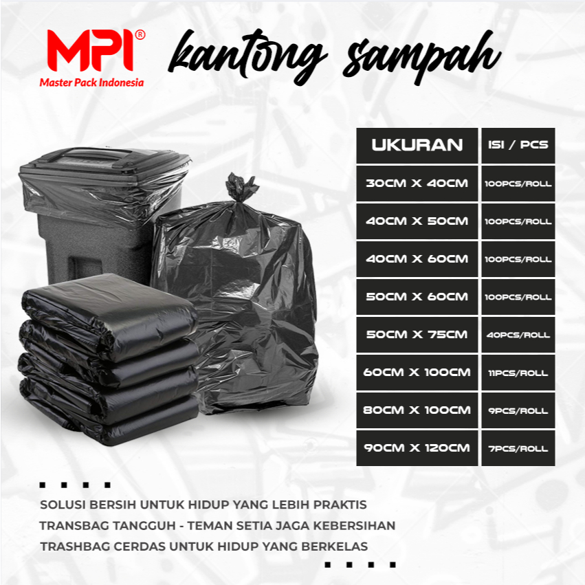 TRASHBAG - PLASTIK SAMPAH HITAM - POLYBAG KANTONG SAMPAH MURAH
