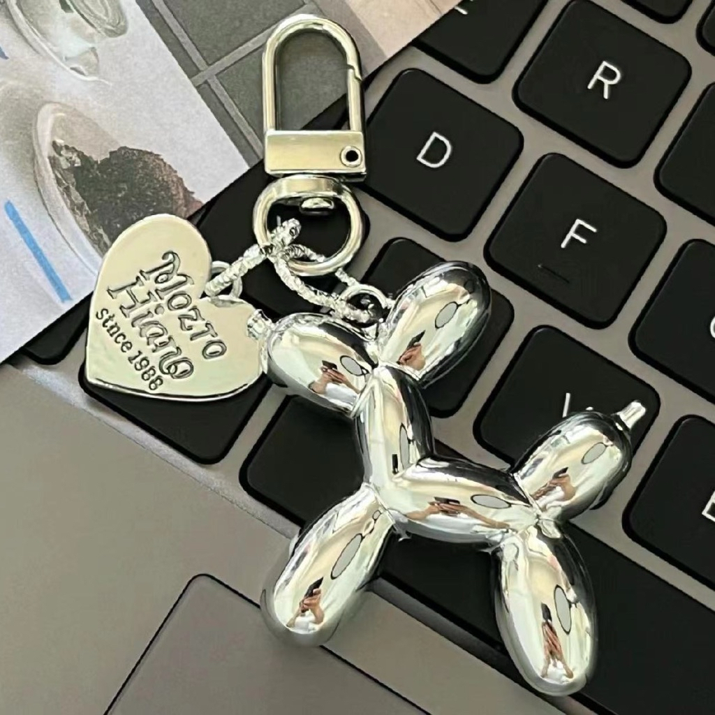 KeyCharm Gantungan Kunci Anjing Poodle Doggy Korean Style Silver Lucu Bandul Love Hiasan Tas Dompet 