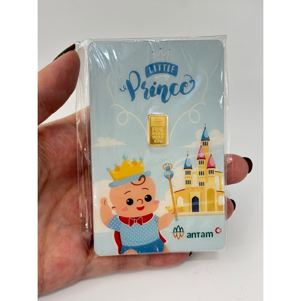 ANTAM 0.5 GRAM LITTLE PRINCE BORN DAY BABY BOY BAYI LAKI PRIA PIRNCESS GIRL WANITA PEREMPUAN LAHIR B