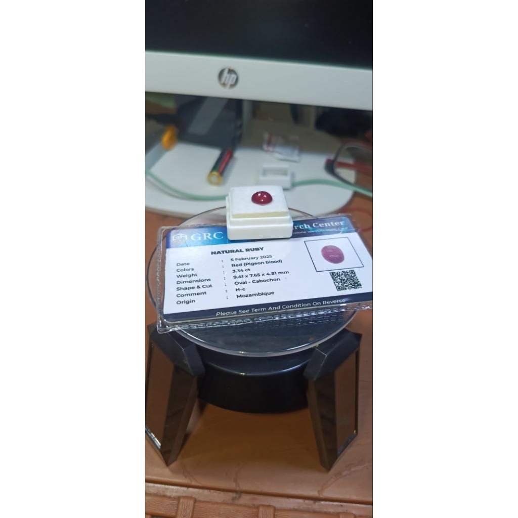 Natural ruby with memo