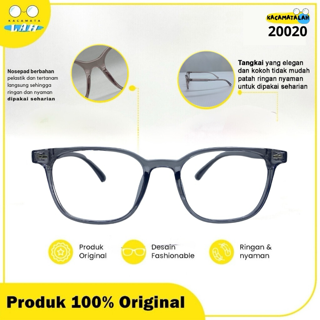 Frame Kacamatalah Lentur Anti Radiasi Pria Wanita Photochromic Bluechromic Blueray - Kacamatalah 200