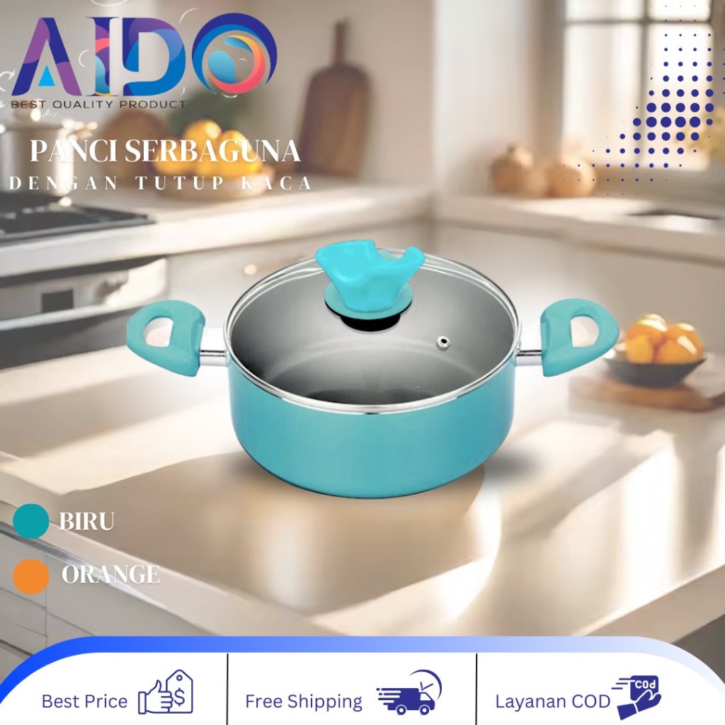 PANCI SUP TUTUP KACA ENAMEL / SOUP POT PANCI SUSU ENAMEL 18CM 20CM 22CM PANCI KUAH ELEGANT