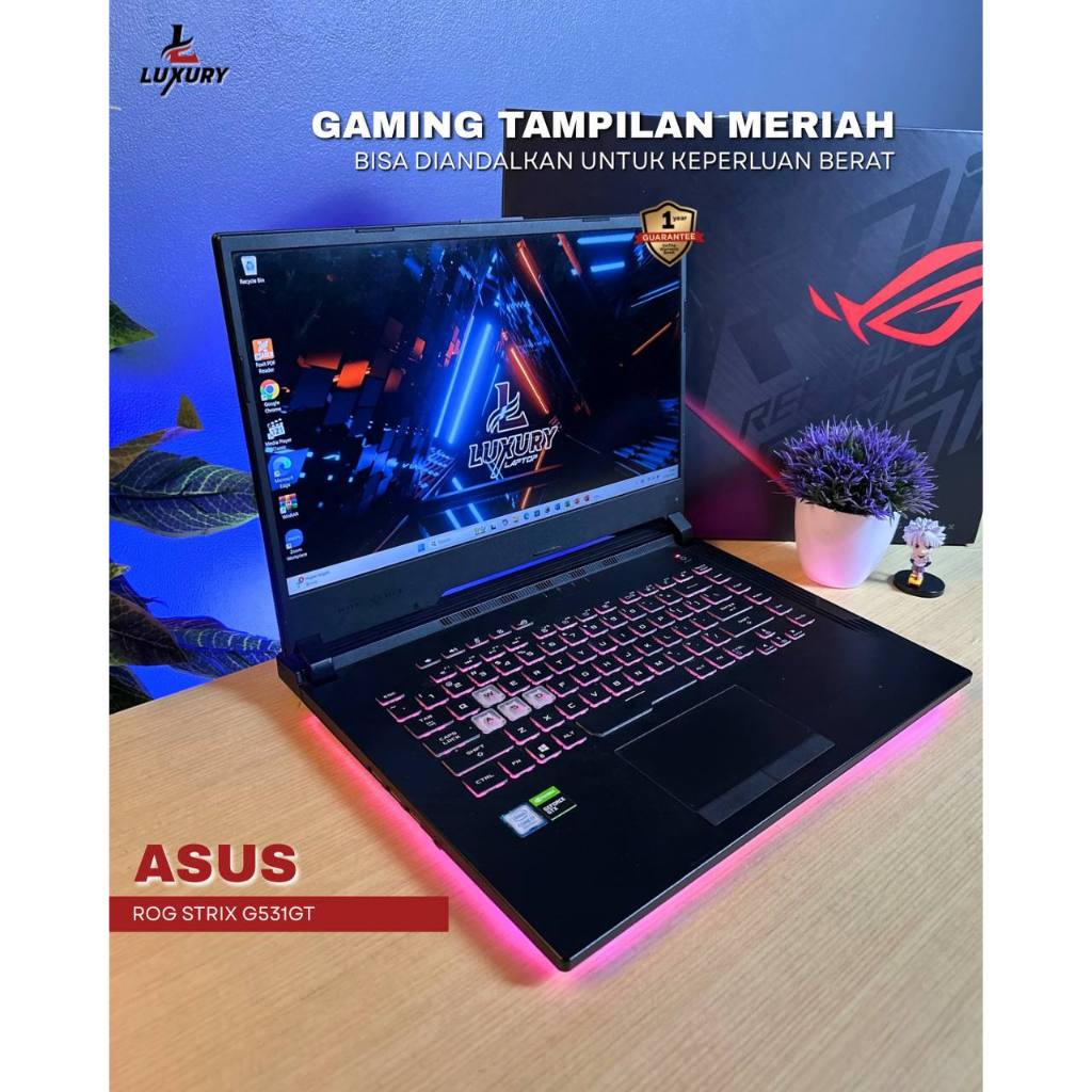 LAPTOP ROG STRIX G531GT CORE I7 NVIDIA GTX 1650 4GB SSD RAM DDR4 BACKLIGHT RGB BODY RGB SECOND