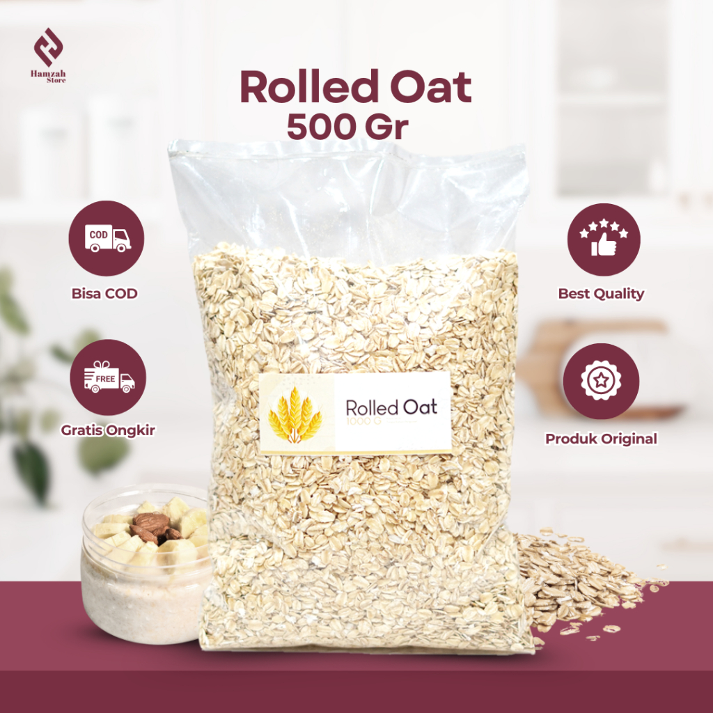 

Rolled Oat 500 gram / Gandum Utuh / Oatmeal Sehat Best Quality Premium