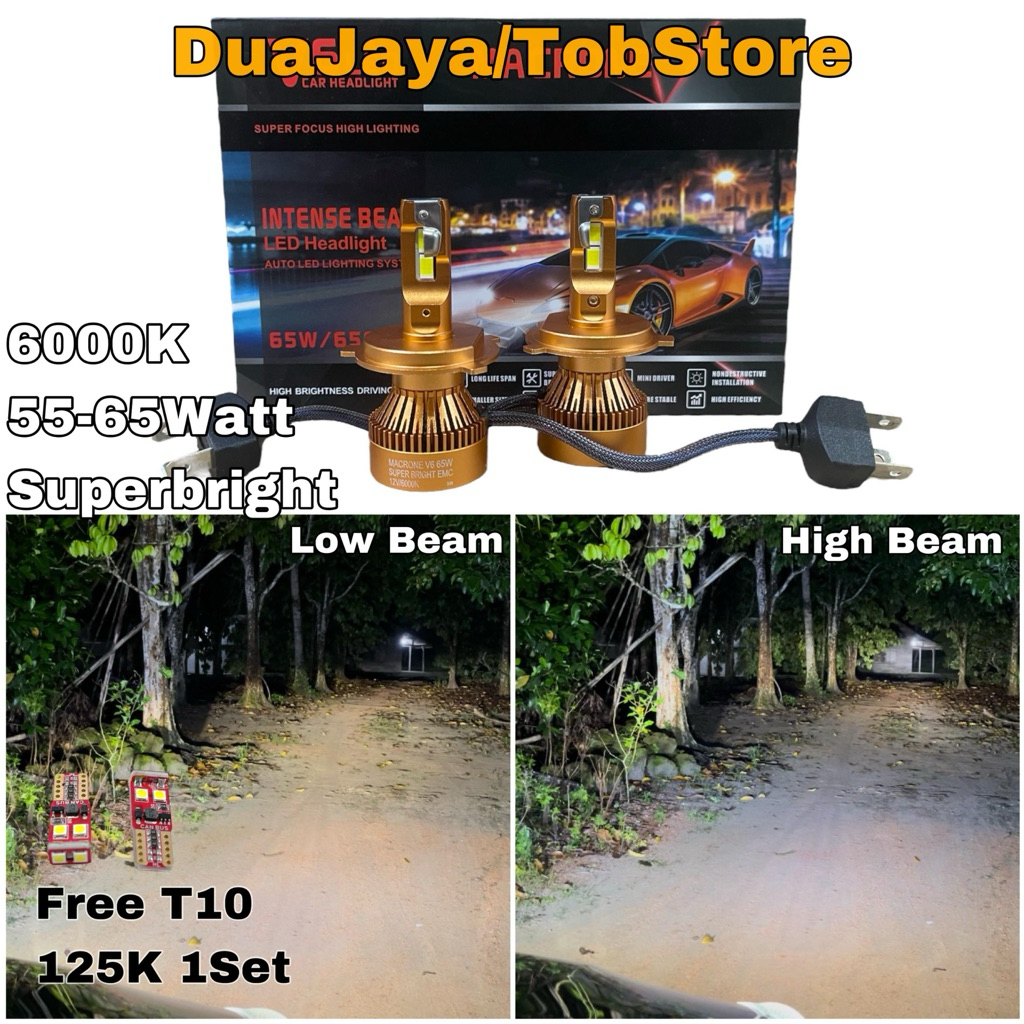 Lampu Mobil Lampu Turbo Led Macrone V6 Double H4