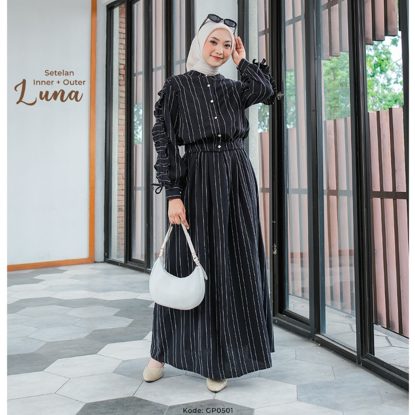 CU2K Setelan Luna Set Inner Outer Linen Cantik Modern