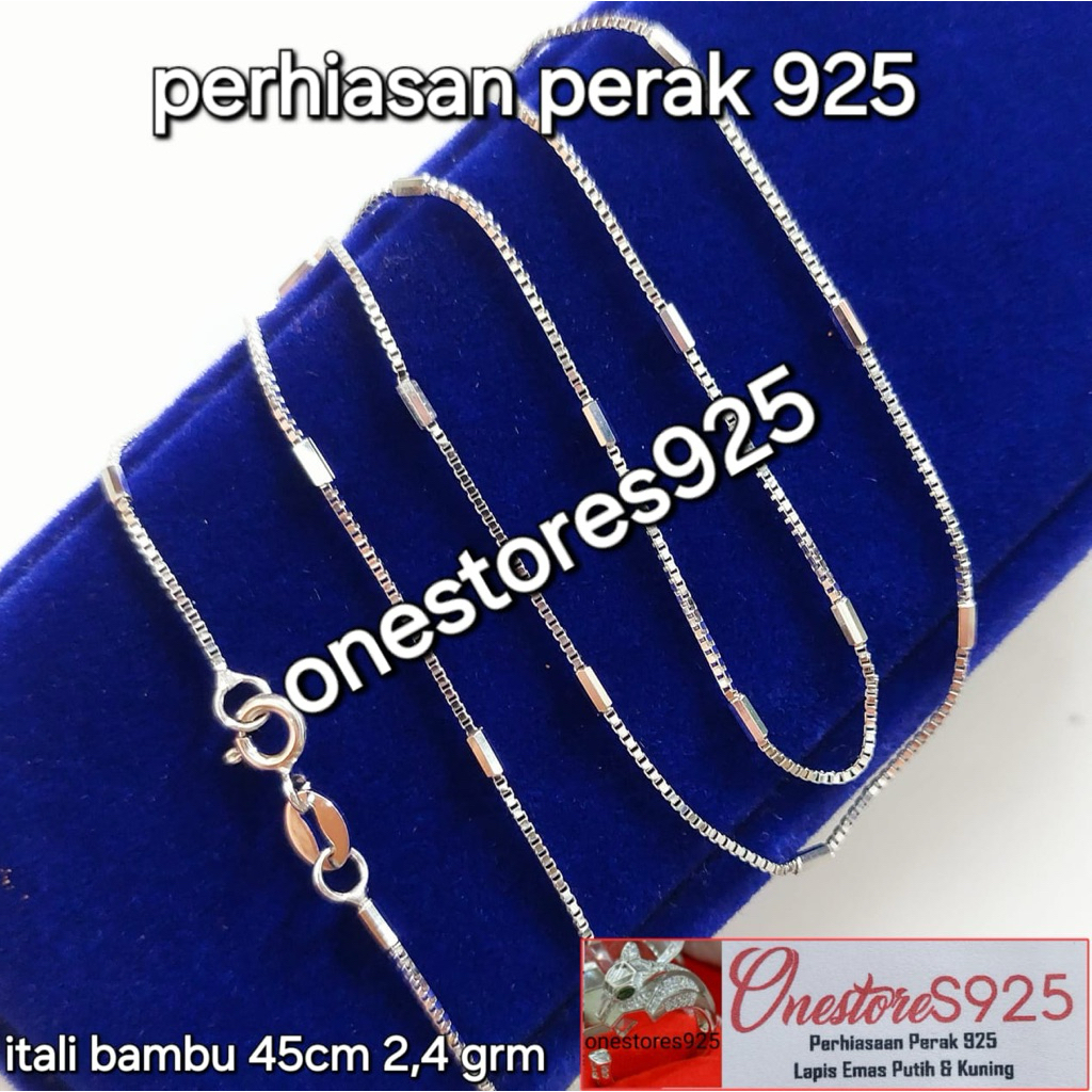 KALUNG ITALI BAMBU PERAK 925 LAPIS EMAS PUTIH