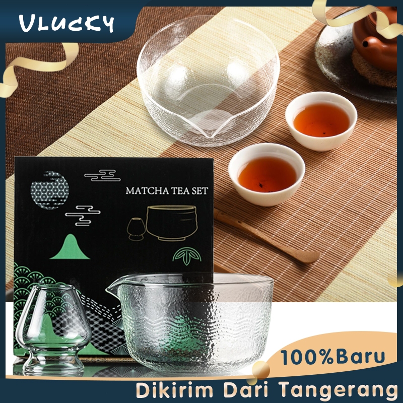 Paket Glass Chawan Matcha Bowl Chawan Kaca Chawan Mixing Matcha Bowl Set