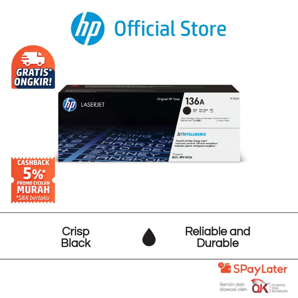 Tinta Printer HP 136A LaserJet Toner Cartridge Black Original Hitam Cartridge Asli Ori Promo Murah G