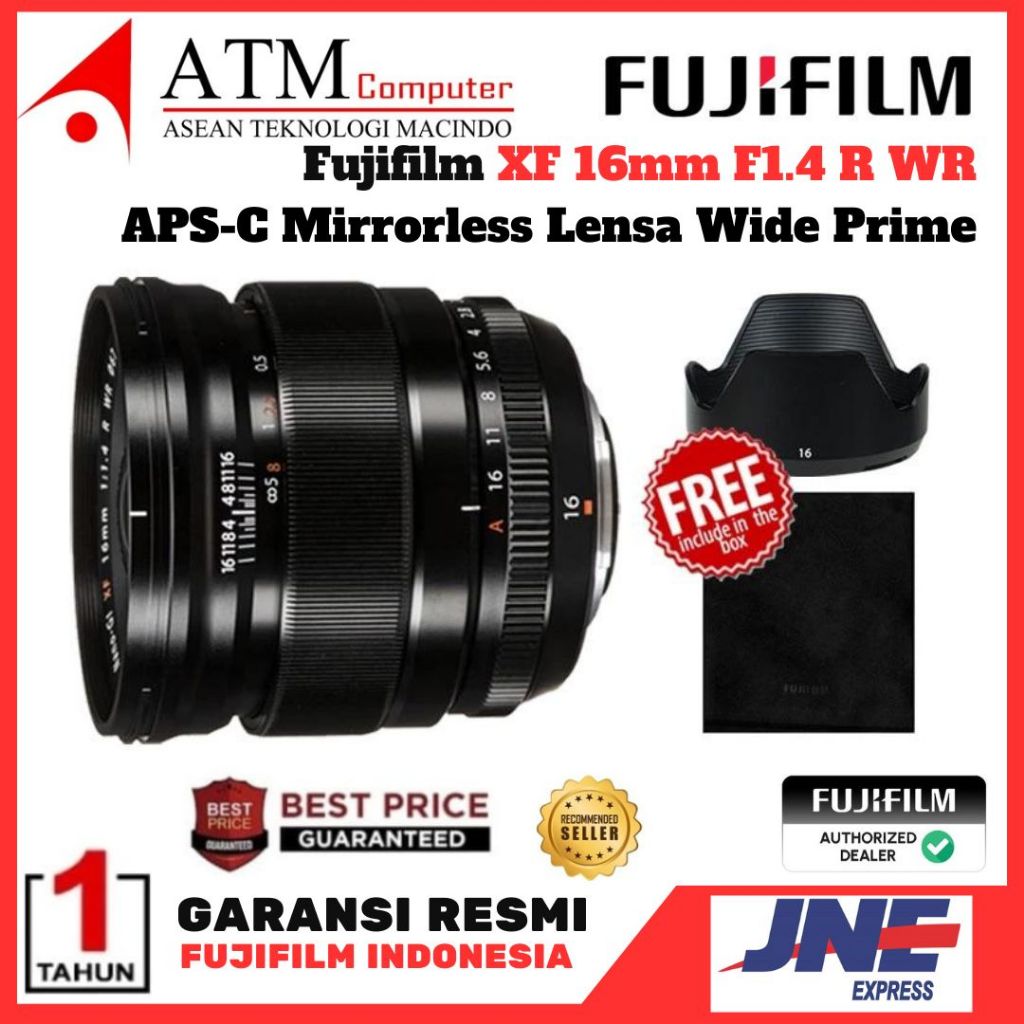 Fujifilm XF 16mm f1.4 R WR Fuji XF16mm f1.4 Lens Garansi Resmi