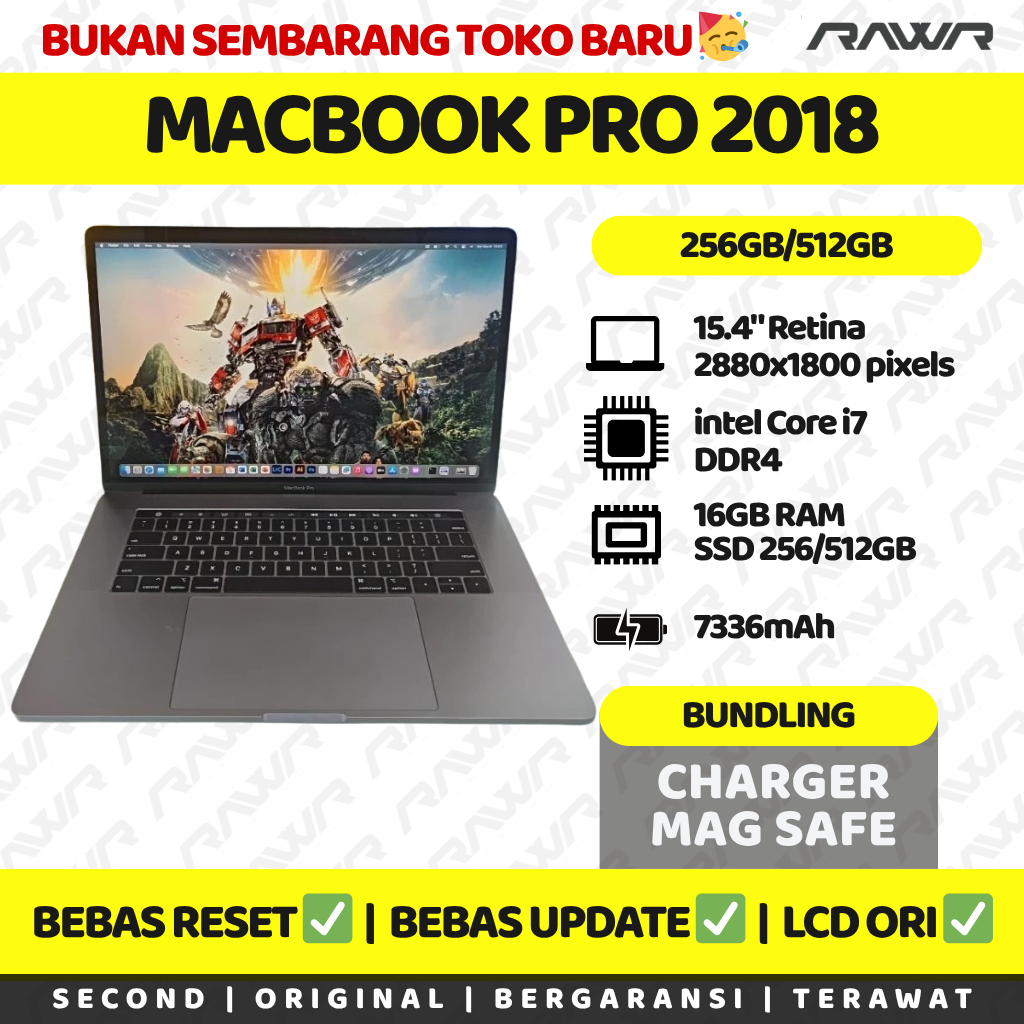 Macbook Pro 2018 15 inch i7 16GB SSD 256GB Second Bergaransi Original