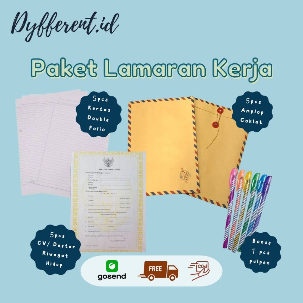 

Paket Lamaran Kerja / Kertas Double Folio Bergaris Polio / Kertas CV daftar riwayat hidup / Map Cokelat (Bonus Pulpen)