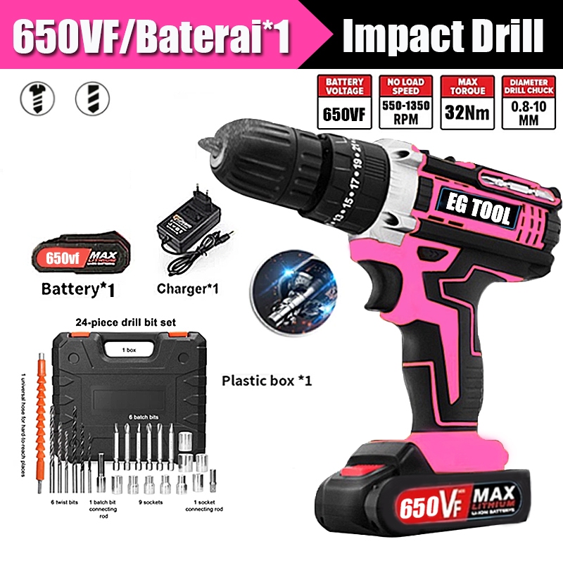 Bor Baterai Bor Listrik Bor Tanpa kabel 98V Set Lengkap Mata Bor Cordless Drill Full Set Of Drill Bi