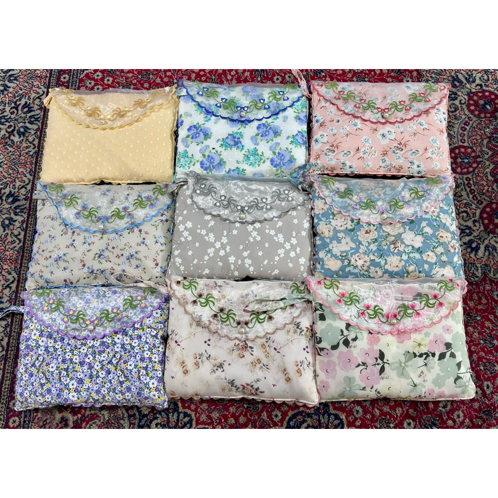 Mukena Bordir Organza Clutch Cantik Mewah Premiun Lebaran Nabila Collection Official